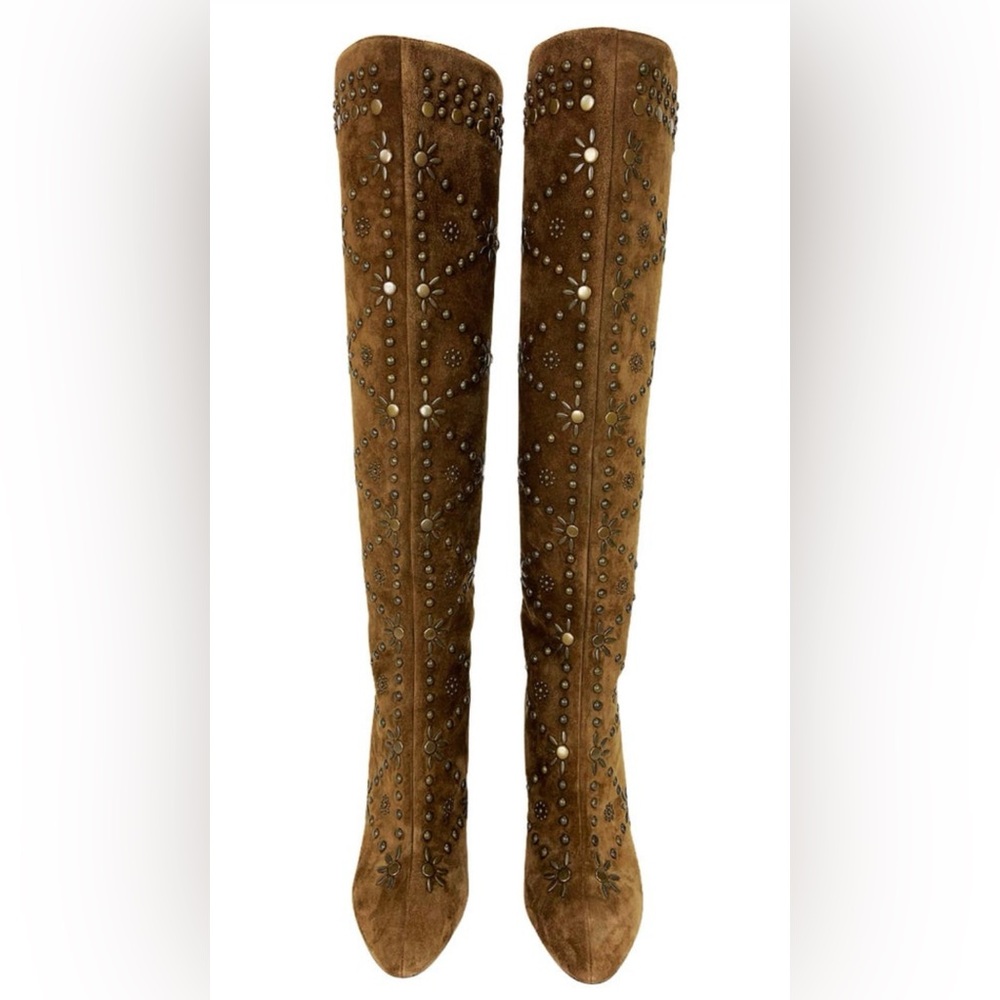 Saint Laurent *Ella* Studded Brown Boots  size 38